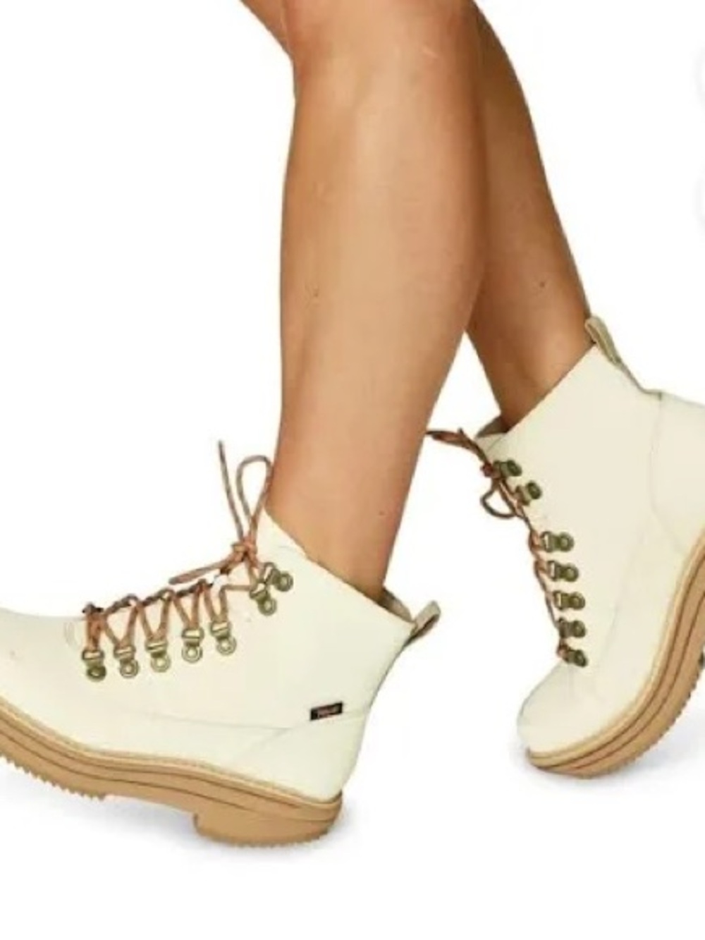 TEVA Midform White Swan Leather Chunky Lace Up Ankle Boots Size 10